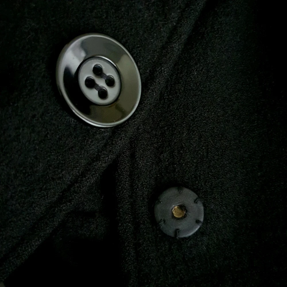 David Lawrence Merino Wool Women's Black Coat with Pockets Size 14 - Picture 4 of 6